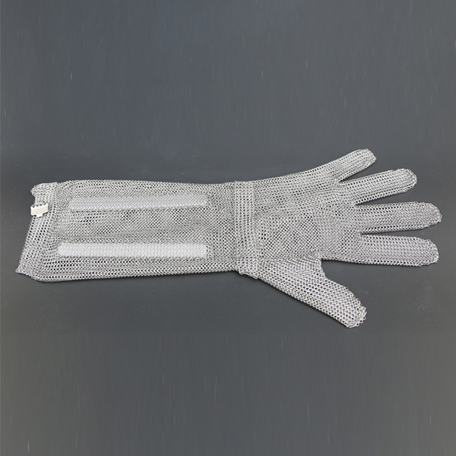 1201-Five Finger Wrist Ring Mesh Glove With Extended Hook Cuff