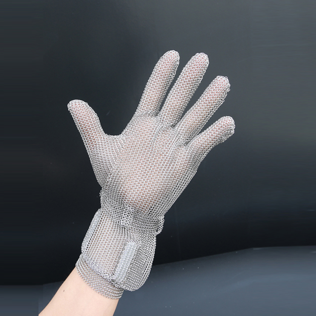 1201-Five Finger Wrist Ring Mesh Glove With Extended Hook Cuff