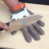 Plastic Strap Five Finger Stainless Steel Metal Mesh Gloves 