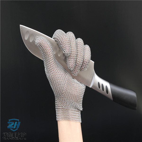Five Fingers Stainless Steel Ring Mesh Safety Glove for Cut Resistant 