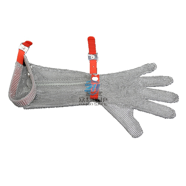 China 19CM Sleevve metal mesh gloves manufacturers, 19CM Sleevve metal